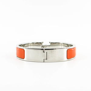 Orange Clic H Bracelet in Gold Plated Enamel Bracelet Size PM