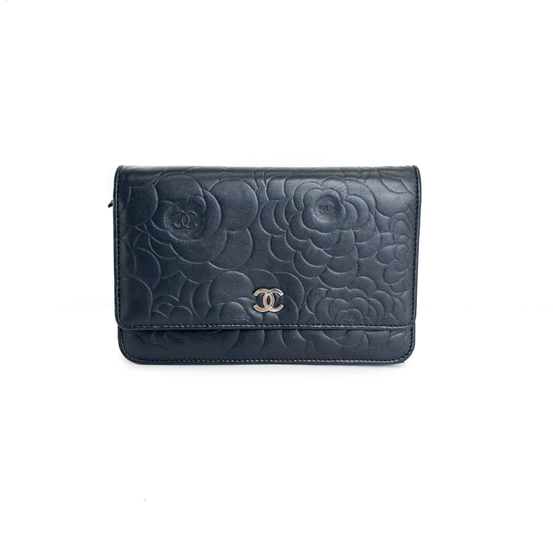 Camellia WOC in Black Lambskin