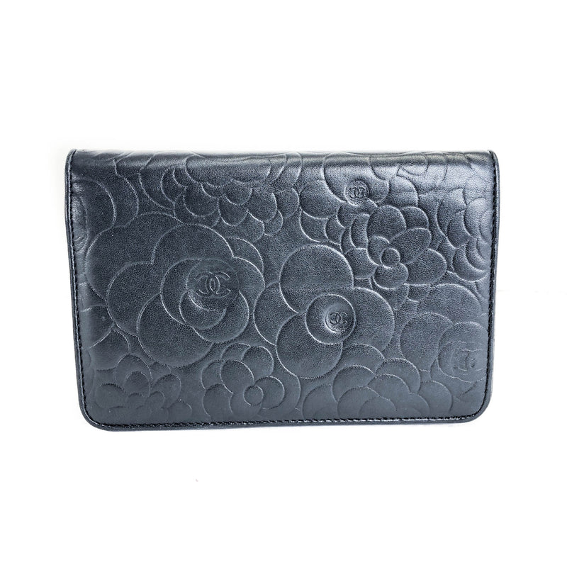 Camellia WOC in Black Lambskin