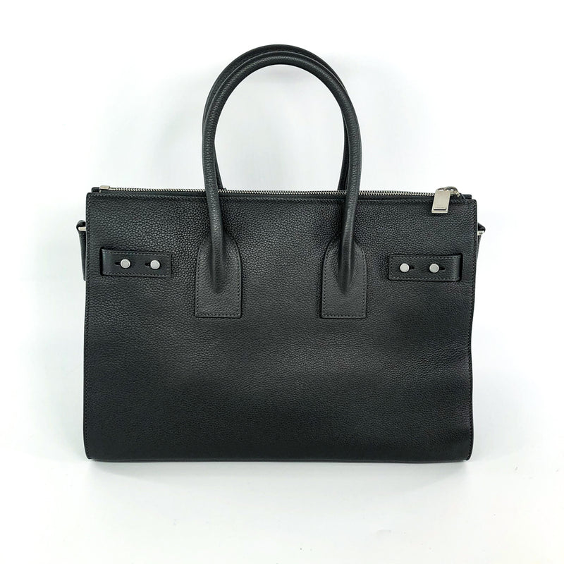 Sac De Jour Grained Calfskin Dark Grey Zip Tote Satchel