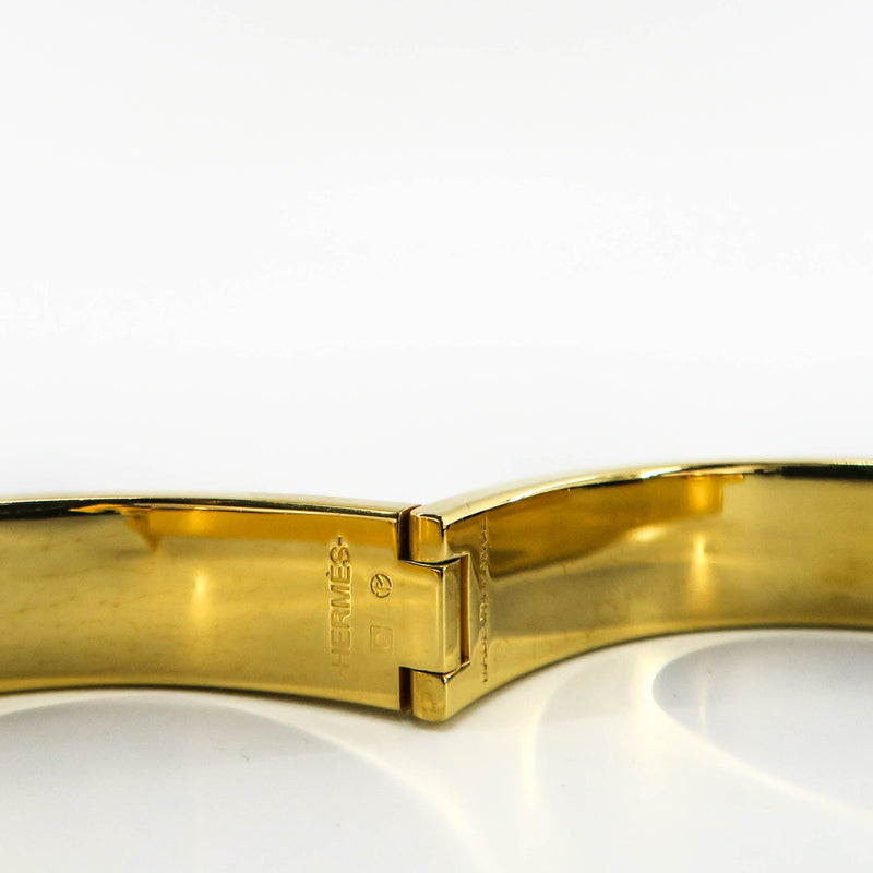 White Clic H Bracelet in Gold Plated Enamel Bracelet Size PM