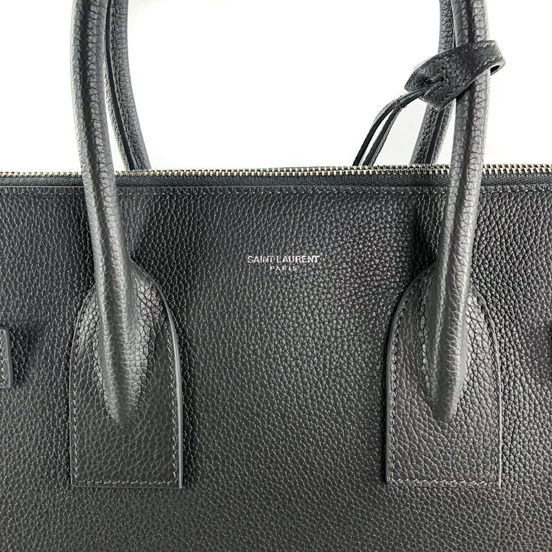 Sac De Jour Grained Calfskin Dark Grey Zip Tote Satchel