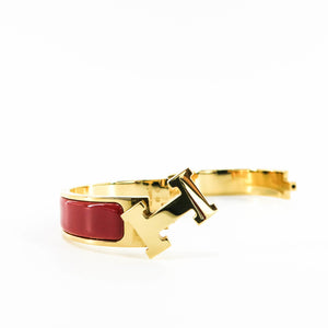 Red Clic H Bracelet in Gold Plated Enamel Bracelet Size PM