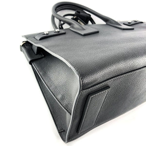 Sac De Jour Grained Calfskin Dark Grey Zip Tote Satchel