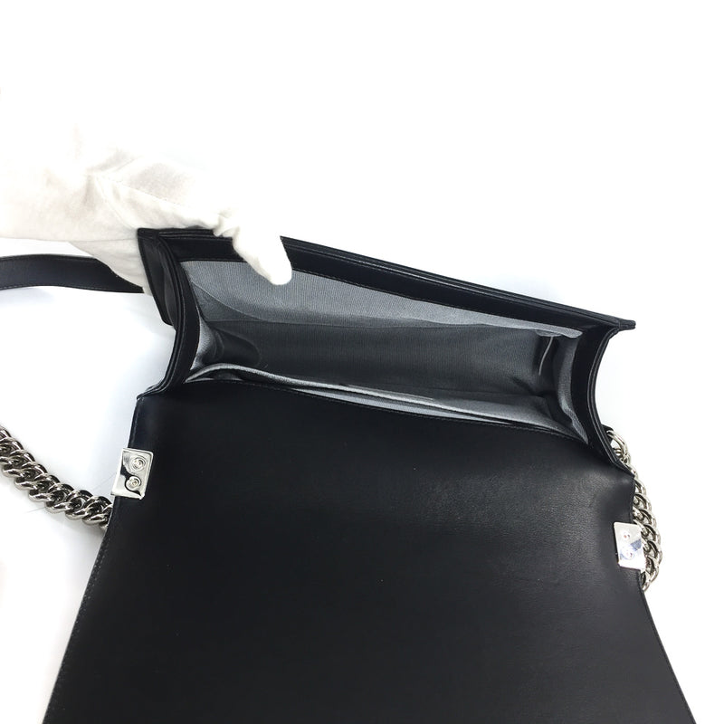 Le Boy Chevron Calfskin Flap Bag with Shiny Silver Hardware