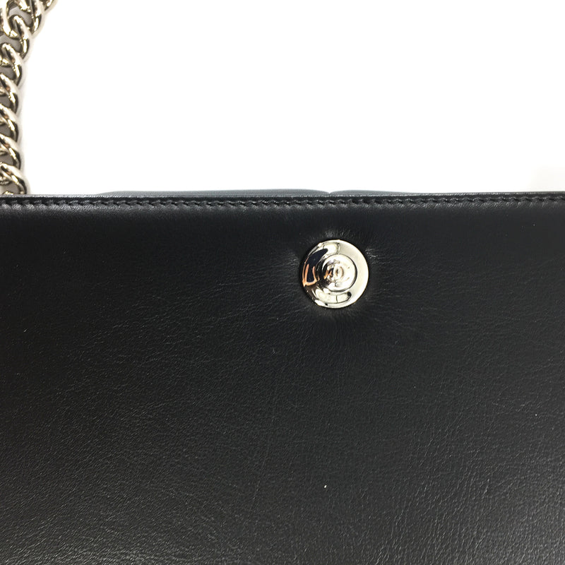 Le Boy Chevron Calfskin Flap Bag with Shiny Silver Hardware