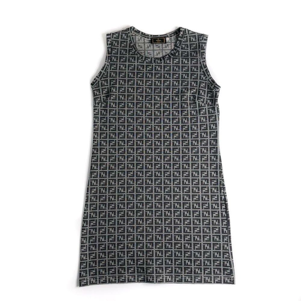 Vintage Zucchino Pattern Sleeveless Dress in Dark Grey
