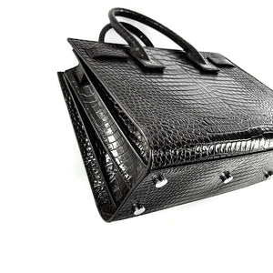 Sac De Jour Baby in Embossed Croc Dark Brown Tote