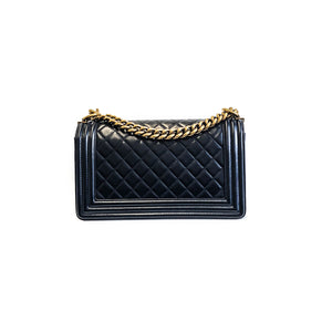 Old Medium Pearly Black Boy Bag in Lambskin Leather