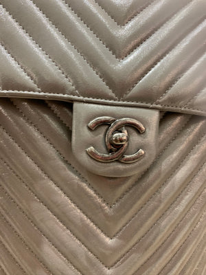Chevron Quilted Urban Spirit Backpack in Silver