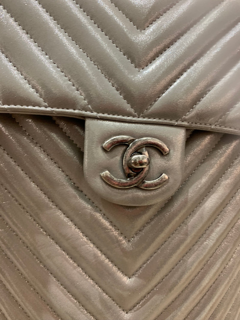 Chevron Quilted Urban Spirit Backpack in Silver