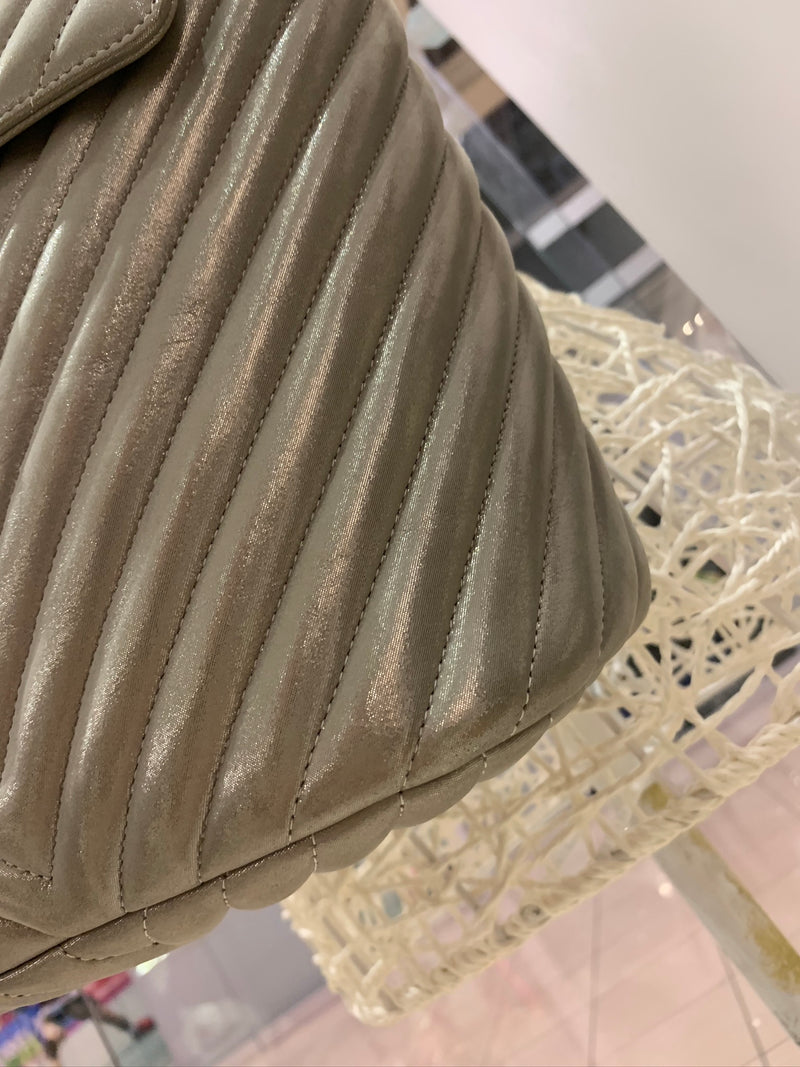 Chevron Quilted Urban Spirit Backpack in Silver