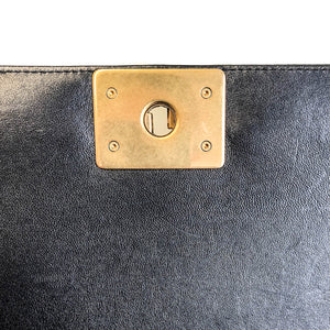 Old Medium Pearly Black Boy Bag in Lambskin Leather