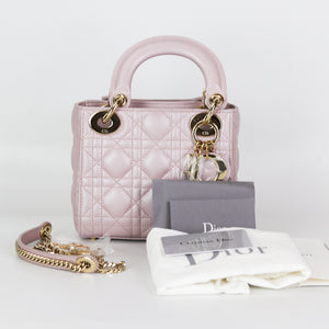 Mini Lady Dior Bag In Baby Pearly Pink with Light Gold Hardware