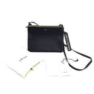 Small Céline Trio Black in Smooth Lambskin with Gold Hardware