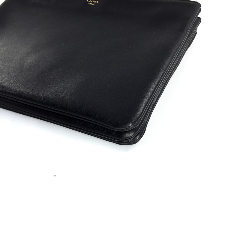 Small Céline Trio Black in Smooth Lambskin with Gold Hardware