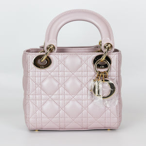 Mini Lady Dior Bag In Baby Pearly Pink with Light Gold Hardware