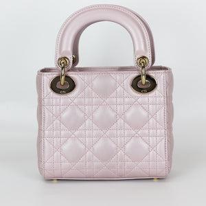 Mini Lady Dior Bag In Baby Pearly Pink with Light Gold Hardware