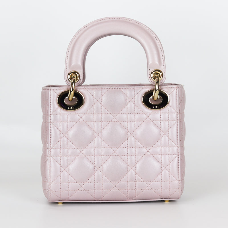 Mini Lady Dior Bag In Baby Pearly Pink with Light Gold Hardware