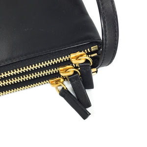 Small Céline Trio Black in Smooth Lambskin with Gold Hardware