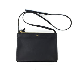 Small Céline Trio Black in Smooth Lambskin with Gold Hardware