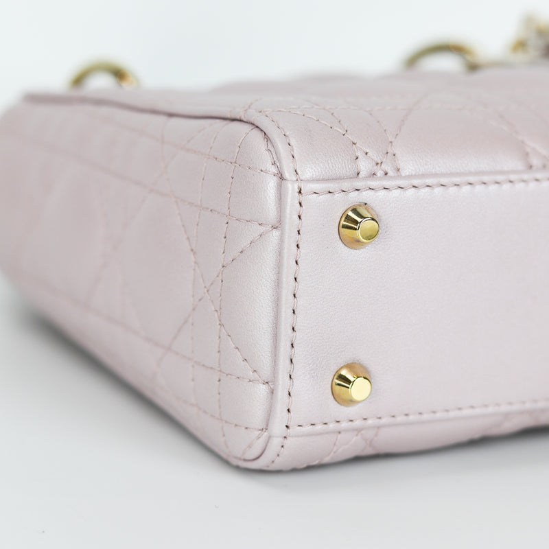 Mini Lady Dior Bag In Baby Pearly Pink with Light Gold Hardware