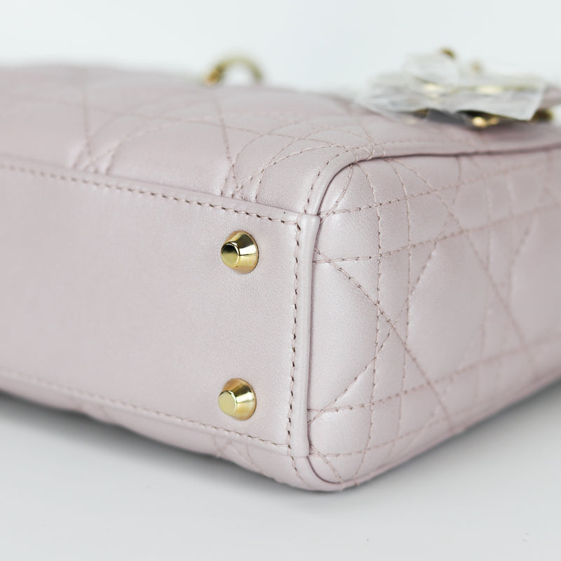 Mini Lady Dior Bag In Baby Pearly Pink with Light Gold Hardware