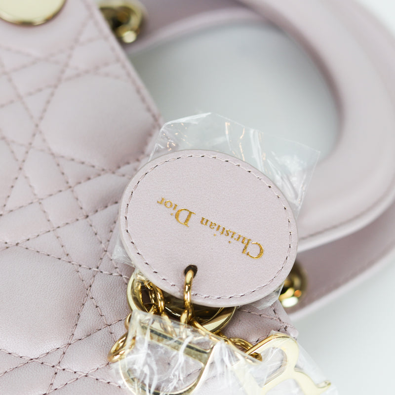 Mini Lady Dior Bag In Baby Pearly Pink with Light Gold Hardware