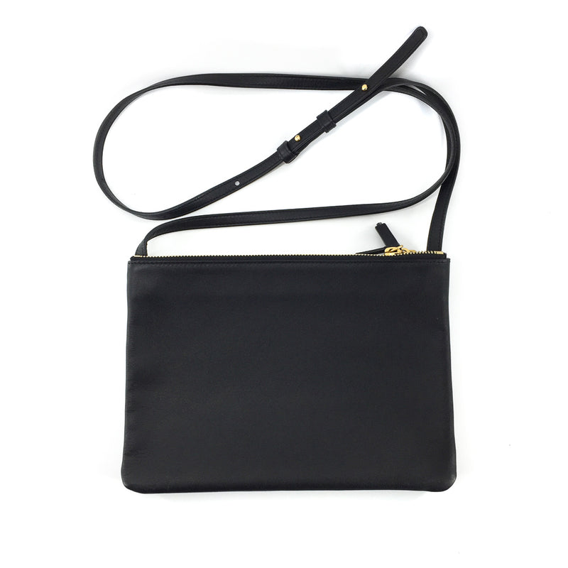 Small Céline Trio Black in Smooth Lambskin with Gold Hardware