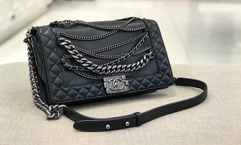 Limited Enchained Medium Boy Flap in Calfskin Leather with RHW