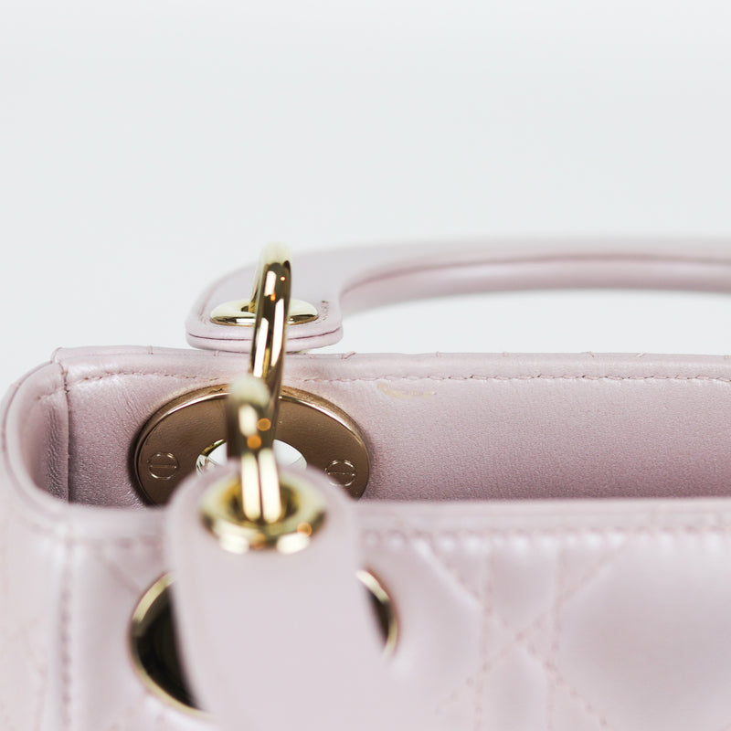 Mini Lady Dior Bag In Baby Pearly Pink with Light Gold Hardware