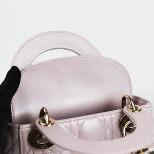 Mini Lady Dior Bag In Baby Pearly Pink with Light Gold Hardware