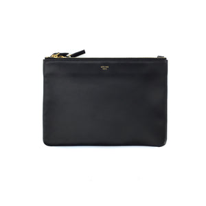 Small Céline Trio Black in Smooth Lambskin with Gold Hardware