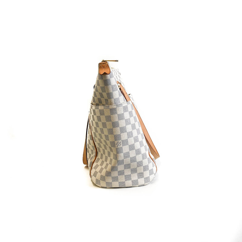 LOUIS VUITTON Totally GM White Checkered Coated Canvas Shoulder Bag Tote Bag