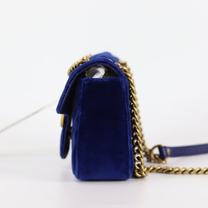 GG Marmont Royal Blue Velvet Mini Shoulder Bag