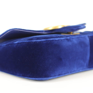 GG Marmont Royal Blue Velvet Mini Shoulder Bag