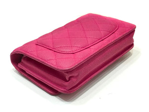 Matte Pink Quilted Caviar Flap WOC with SHW