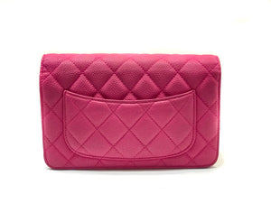 Matte Pink Quilted Caviar Flap WOC with SHW