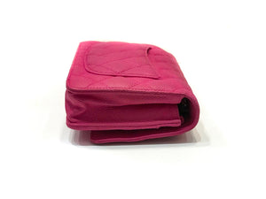 Matte Pink Quilted Caviar Flap WOC with SHW