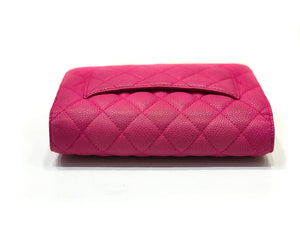 Matte Pink Quilted Caviar Flap WOC with SHW