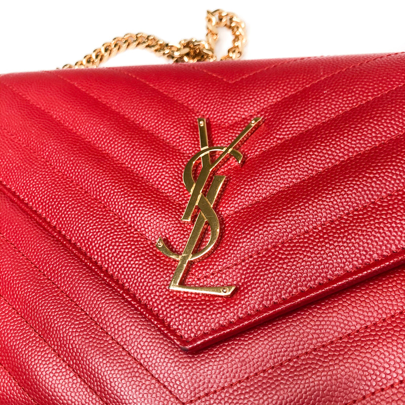 Quilted Monogramme Shoulder WOC bag in Red pebbled leather GHW