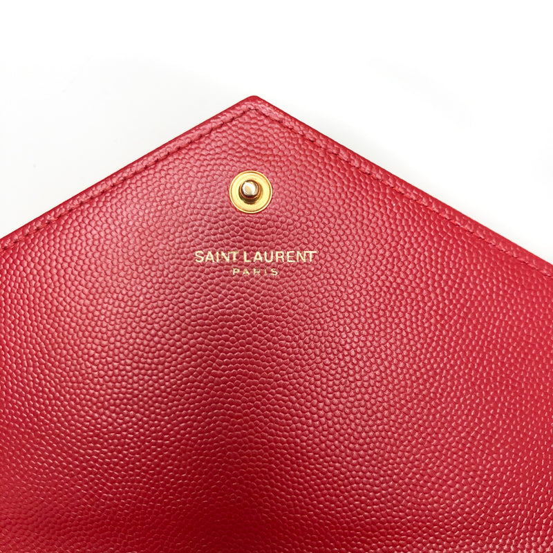 Saint Laurent Quilted Monogramme Shoulder WOC bag in Red pebbled