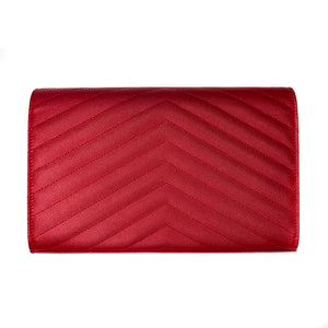 Quilted Monogramme Shoulder WOC bag in Red pebbled leather GHW