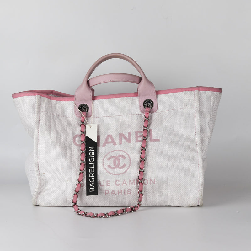 Deauville Large Pink Canvas Tote Bag with SHW