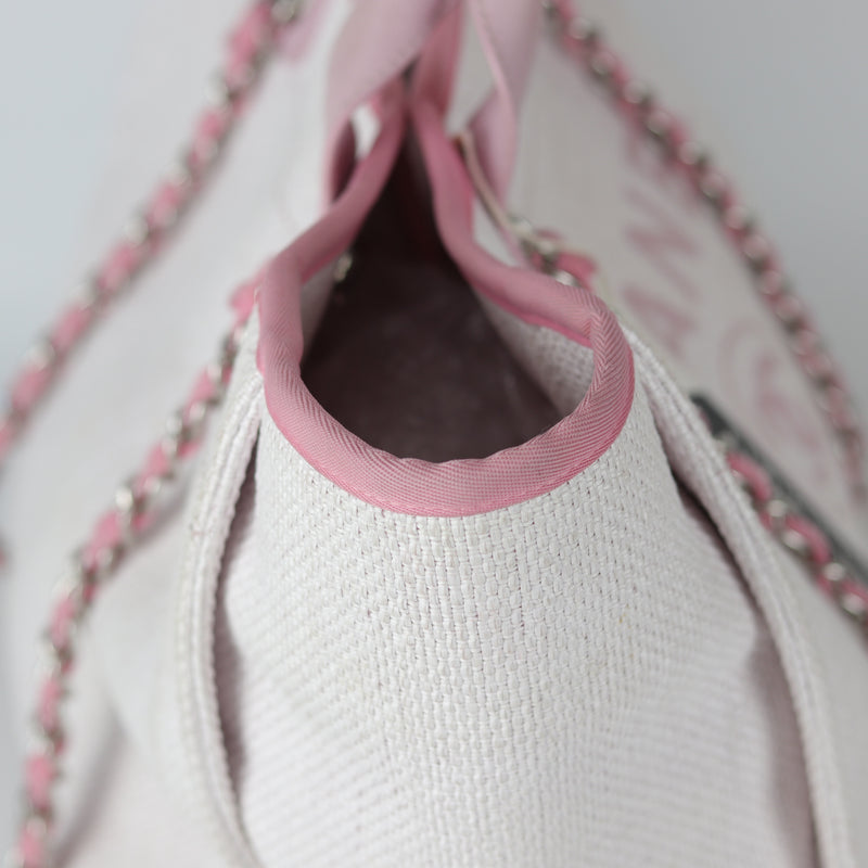 Deauville Large Pink Canvas Tote Bag with SHW