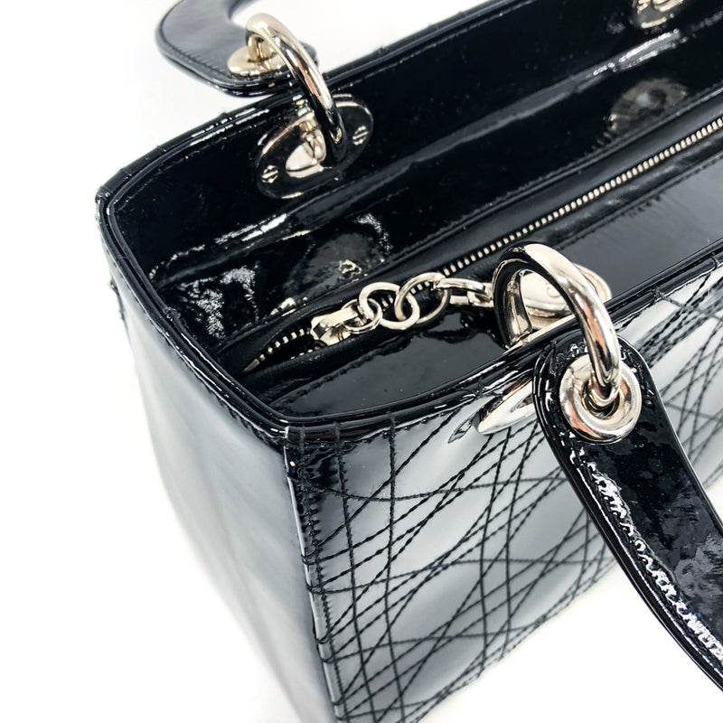 Medium Lady Dior Bag Black Patent