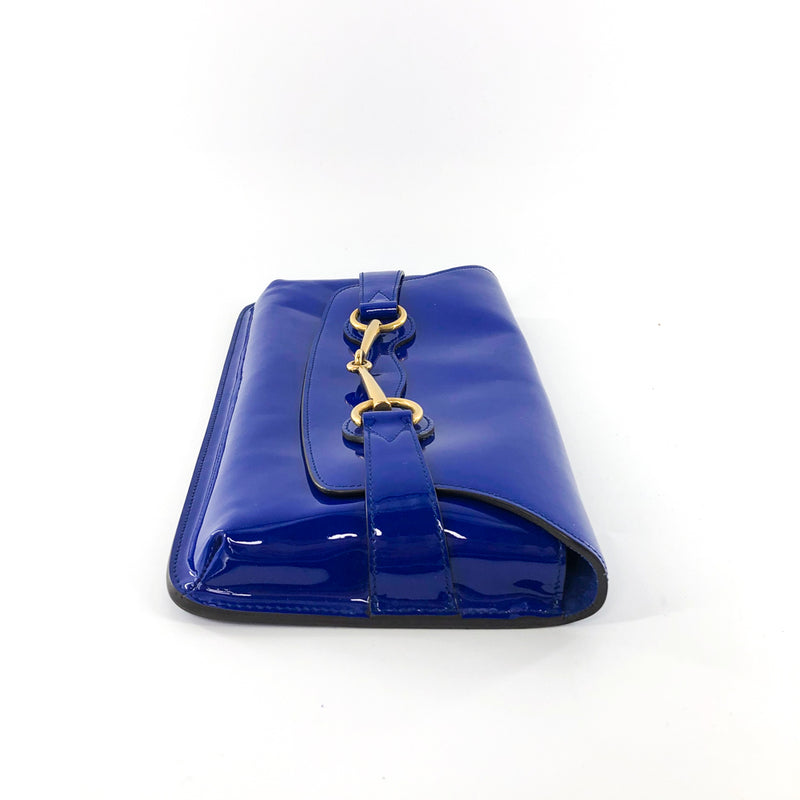 Electric Blue Patent Bright Brit Clutch