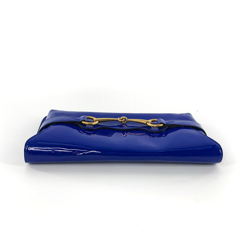 Electric Blue Patent Bright Brit Clutch