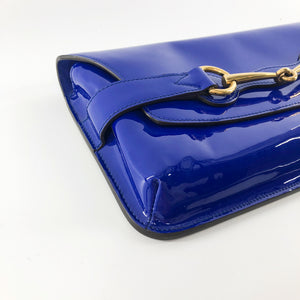 Electric Blue Patent Bright Brit Clutch