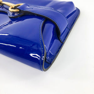 Electric Blue Patent Bright Brit Clutch